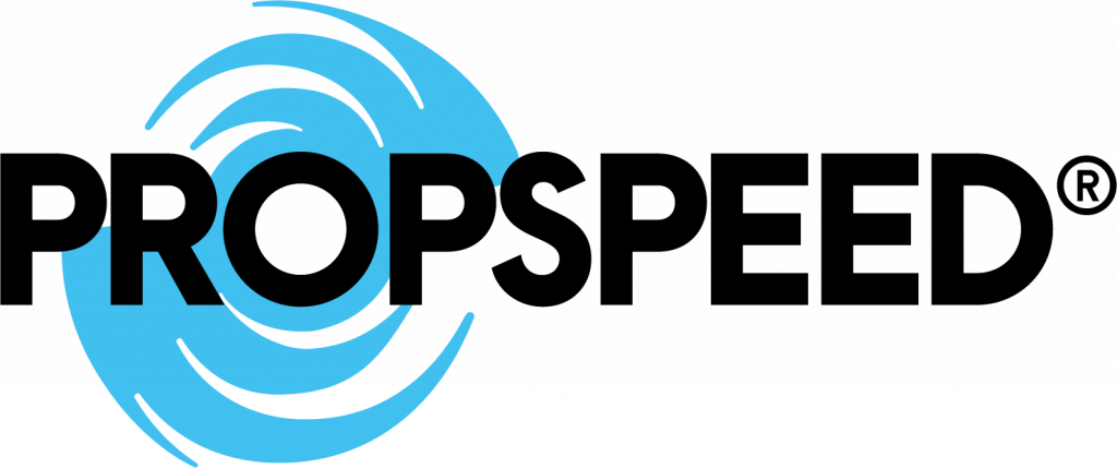 blauw en zwart propspeed logo