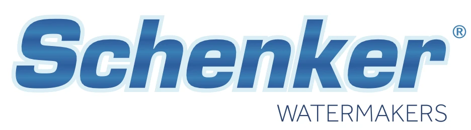 schenker in blauwe letters